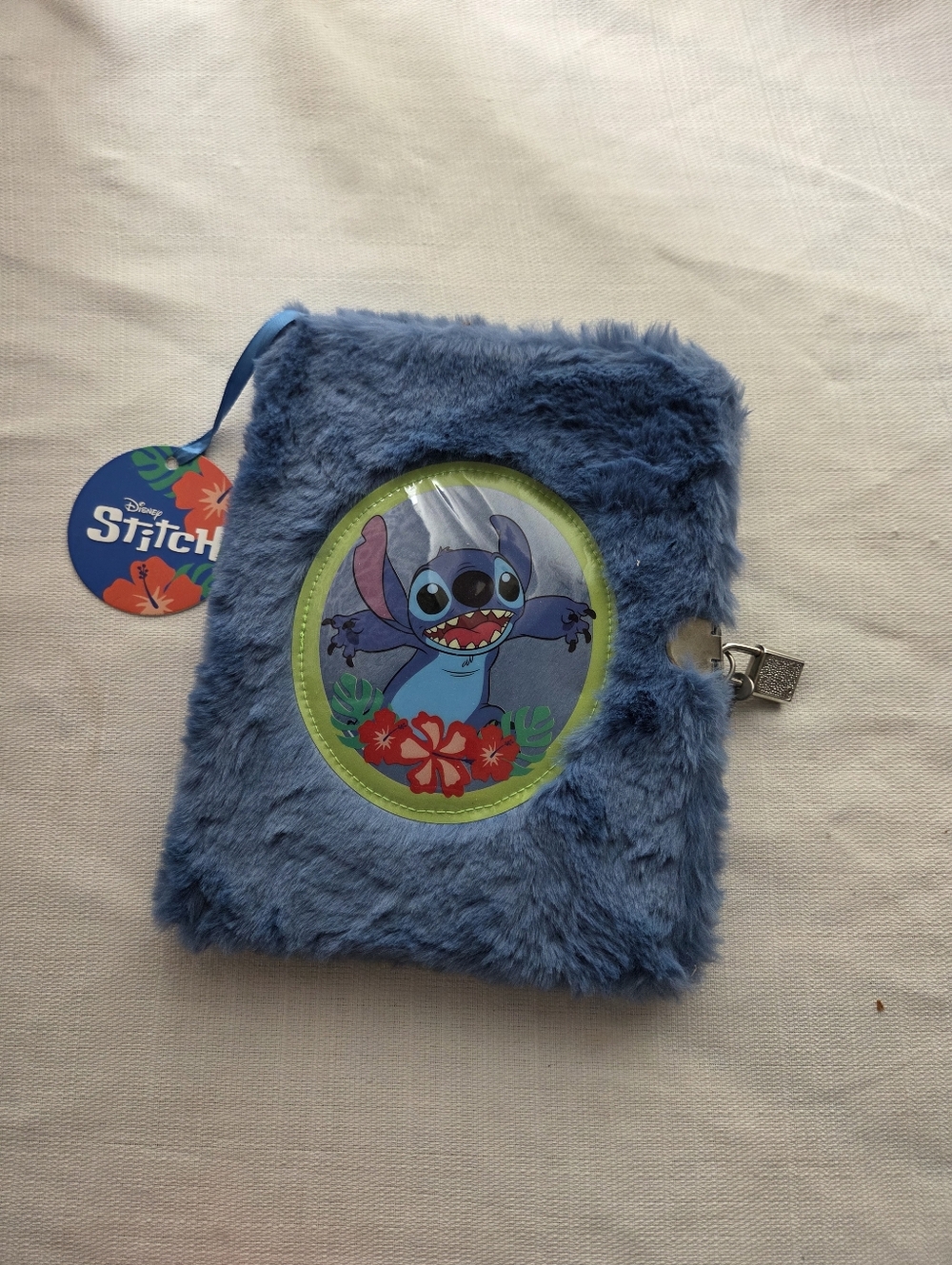 Disney Stitch Blue Soft Plush Lockable Diary, Brand New